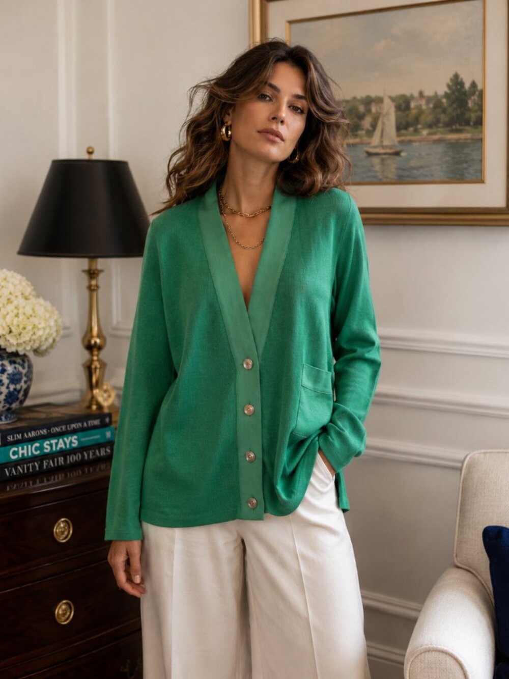 Vintage Salvatore Ferragamo Gold Button Front Cardigan